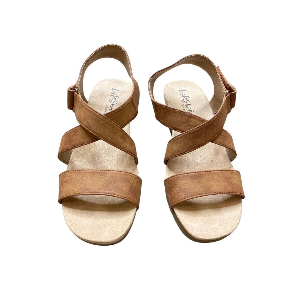 LifeStride Women's, Sincere Wedge Sandal, 10 Wide, Brown
